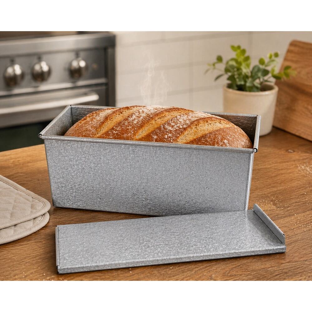 Non Stick Pullman Bread Loaf Pan w/ Lid 800g Carbon Steel Toast Mold Box 11x4.5